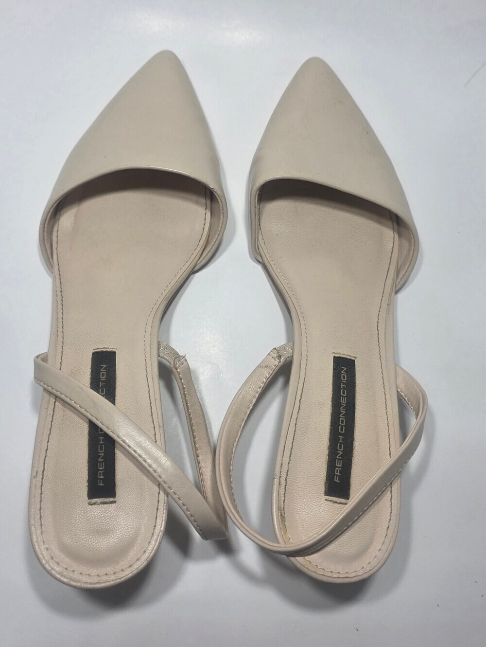 French Connection Nude Pointed Toe Slingback Kitten Heel Pumps Women’s Size 8.5